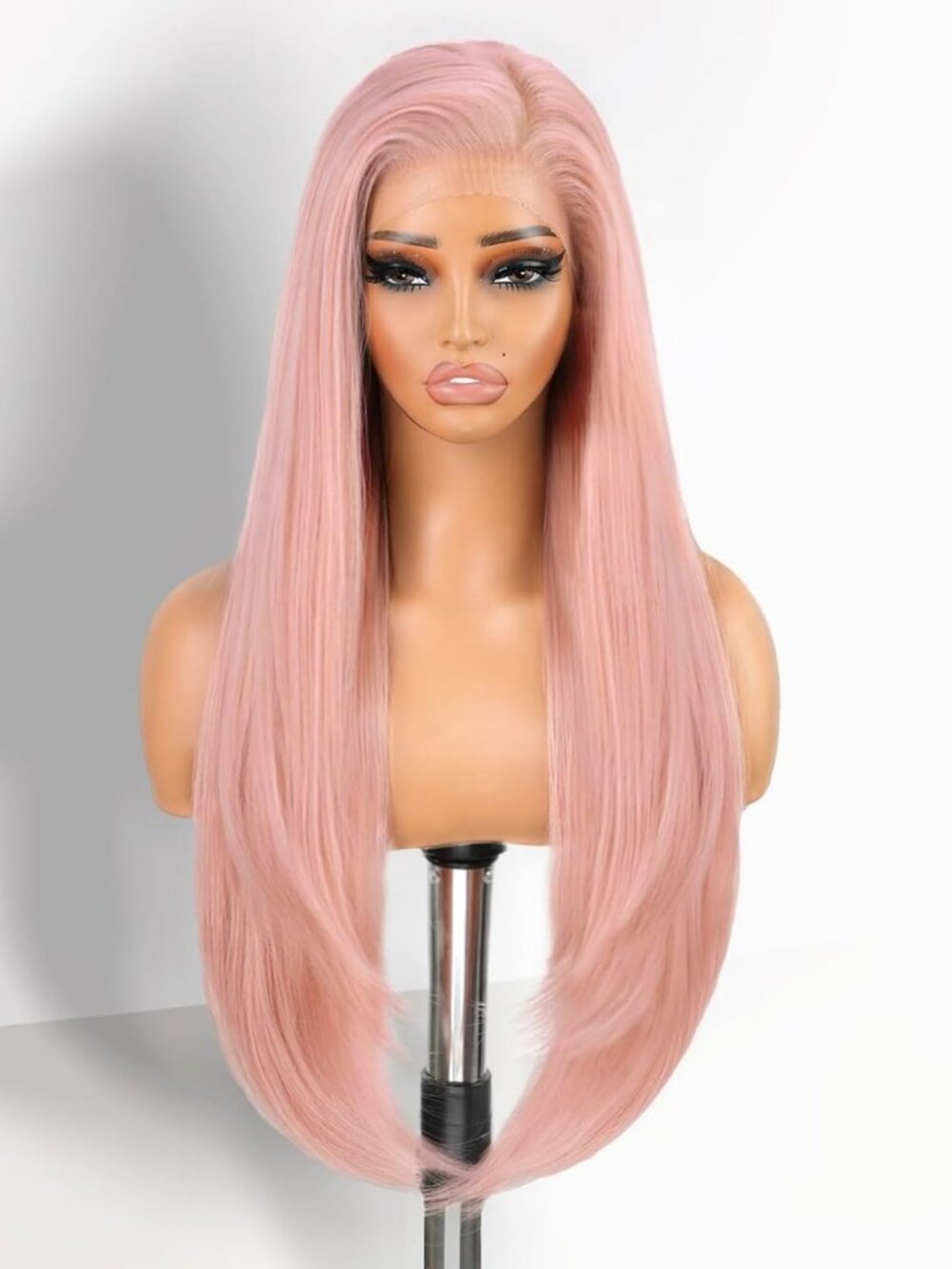 30" HD Pink Lace Front Wig - Pre-Plucked, Glueless Synthetic Hair, 13x4" Style